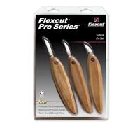 FLEXCUT Pro Series - Herramientas de tallado de madera, kit de 3 unidades con chip de 1 pulgada, detalle de 1-3/8 pulgadas, tallado de 1-5/8 pulgadas, asas ergonómicas para cuchillos (FP200)