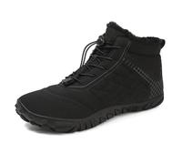 FlexEase Barefoot Botas Hombre Mujer Invierno con Puntera Ancha Botines de Nieve Zapatos Forro de Felpa Caliente Antideslizante Black39EU