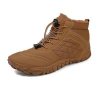 FlexEase Barefoot Botas Hombre Mujer Invierno con Puntera Ancha Botines de Nieve Zapatos Forro de Felpa Caliente Antideslizante Brown36EU