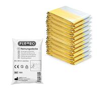 FLEXEO Manta de Rescate 1 10 20 50 Piezas | 210 cm x 160 cm | Plata/Oro | lámina de Rescate | Emergencia | Primeros Auxilios | decoración | protección del Calor | protección del frío
