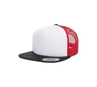Flexfit Camionero de Espuma Unisex con Gorra Frontal Blanca, Negro/Blanco/Rojo, Talla única