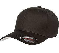 Flexfit Cotton Twill Fitted Cap Gorra de béisbol, Negro, S/M para Hombre