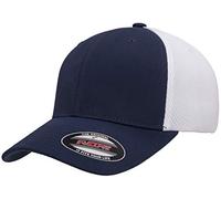 Flexfit Gorra Ajustada de Malla de Aire ultrafibra Sombrero, Azul Marino/Blanco, S-M Unisex Adulto