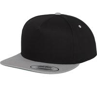 Flexfit Classic 5 Panel Snapback Gorra, Color Negro y Plateado, Talla única Unisex Adulto