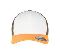 Flexfit Gorra de béisbol Unisex de 3 Tonos para Adultos, Naranja/Blanco/Verde Oliva, L/XL