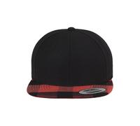 Flexfit Mütze Checked Flanell Peak Snapback Gorro, Unisex Adulto, Negro y Rojo, Talla única