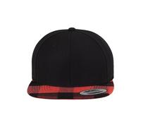 Flexfit Mütze Checked Flanell Peak Snapback Gorro, Unisex Adulto, Negro y Rojo, Talla única