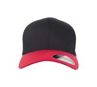 Flexfit Wooly Combed 2-Tone Gorra, Negro y Rojo, L/XL Unisex Adulto