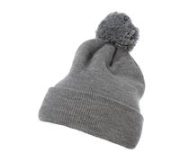 Flexfit Gorro Unisex Strickmütze con puños y Pompones, Color Gris Jaspeado, Talla única