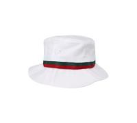 Flexfit Yupoong Stripe Bucket Hat Unisex Hombre y Mujer Pescador Sombrero, Blanco/Firered/Green, Talla única