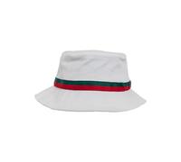 Flexfit Yupoong Stripe Bucket Hat Unisex Hombre y Mujer Pescador Sombrero, Blanco/Firered/Green, Talla única