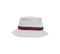Flexfit Yupoong Stripe Bucket Hat Unisex Hombre y Mujer Pescador Sombrero, Blanco/Firered/Green, Talla única