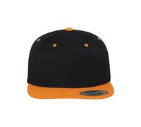 Flexfit Yupoong Unisex Gorro Classic Snapback 2-Tone, Bi-Colour Blanko Gorra con Recta Pantalla, Talla Única para Hombres Y Mujer, Color Blk/Anaranjado Neón