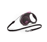 Flexi Black Design Cord Pink Small 5m Retractable Dog Leash/Lead for dogs up to
