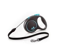 Flexi Correa extensible Black Design M - Cordón 5 m - Negro/Azul - Hasta máx. 20 kg
