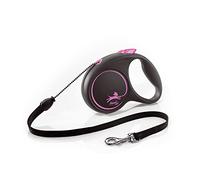Flexi® Black Design M Cordón 5 m Negro/Pink, Correa Extensible para Perros hasta máx. 20 kg