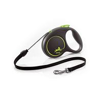 Flexi® Black Design M Cordón 5 m Negro/Verde, Correa Extensible para Perros hasta máx. 20 kg