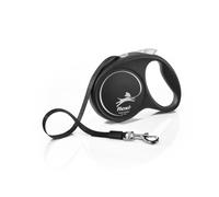 Flexi® Black Design M Correa retráctil, Cinta de 5m, Negro/Plata | El negro vuelve a ser protagonista: correa flexi® alemana, diseño atractivo y espacio para prácticos accesorios