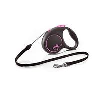 Flexi Leash Cuerda S Diseño Negro 5m Hasta 15kg Rosa