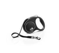 Flexi Black Design Tape Black Small 5m Retractable Dog Leash/Lead for dogs up to