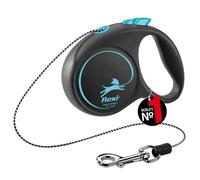 flexi® Black Design XS | 3 m Correa retractilable de cordón | máx. 8 kg | Freno desmontable con una mano, botón stop-and-go, mango flexible ergonómico, mosquetón sólido, fabricado en Alemania