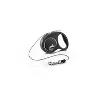 flexi® Black Design XS | 3 m Correa retractilable de cordón | máx. 8 kg | Freno desmontable con una mano, botón stop-and-go, mango flexible ergonómico, mosquetón sólido, fabricado en Alemania