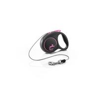 flexi® Black Design XS | 3 m Correa retractilable de cordón | máx. 8 kg | Freno desmontable con una mano, botón stop-and-go, mango flexible ergonómico, mosquetón sólido, fabricado en Alemania
