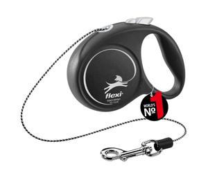 flexi® Black Design XS | 3 m Correa retractilable de cordón | máx. 8 kg | Freno desmontable con una mano, botón stop-and-go, mango flexible ergonómico, mosquetón sólido, fabricado en Alemania