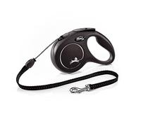 flexi® Classic M | 5 m Correa retractilable de cordón | Perros máx. 20 kg | Freno desmontable con una mano, botón stop-and-go, mango flexible ergonómico, mosquetón sólido, fabricado en Alemania