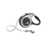 flexi Comfort Correa retráctil de 4,9 m, para Perros pequeños de hasta 15 kg, Paseos sin enredos, Freno, Pausa y Bloqueo con una Sola Mano, Producto de Calidad Alemana, Gris y Negro