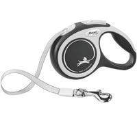 flexi Comfort Correa retráctil de 4,9 m, para Perros pequeños de hasta 15 kg, Paseos sin enredos, Freno, Pausa y Bloqueo con una Sola Mano, Producto de Calidad Alemana, Gris y Negro