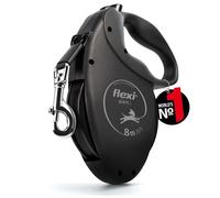 FLEXI - Correa Giant L Cinta 8 m - SOGA Resistente - Mango Ergonómico Suave - Carcasa Moderna - Mosquetón Sólido - para Perros Fuertes hasta 50 kg - Negro