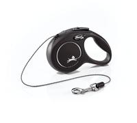 FLEXI Correa retráctil clásica para Perro (cordón), ergonómica, Duradera y sin enredos, para Perros de hasta 18 Libras, 10 pies, Extra pequeña, Color Negro