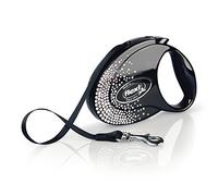 Flexi Glam Splash - Correa retráctil para Perros de hasta 25 kg, 5 m, Color Negro ónix