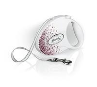 flexi Glam Splash - Correa retráctil para Perros de hasta 25 kg, Color Blanco Perla, tamaño Mediano, 5 m