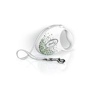Flexi Glam Splash Leaf Tape - Correa retráctil pequeña para Perros de hasta 12 kg, Color Blanco Perla