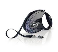 Flexi Glam Splash Mystic Tape Onyx-Black - Correa retráctil Mediana para Perros de hasta 25 kg, Color Negro