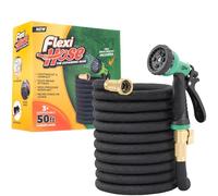 Flexi Hose Con boquilla de 8 funciones, manguera de jardín ligera y expandible, flexibilidad sin torceduras, accesorios de latón macizo de 3/4 pulgadas y doble núcleo de látex