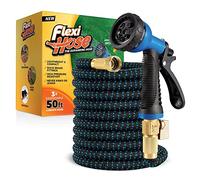 Flexi Hose Upgraded - Manguera para jardín mejorada y expansible - Longitud extra - Con conectores de 2 cm de latón - Flexible y antirroturas - Boquilla con 8 funciones - Rojo/negro - 15 metros