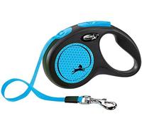 Flexi neon 5 m negro, azul perro correa retráctil