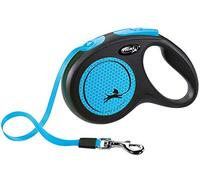 Flexi neon 5 m negro, azul perro correa retráctil