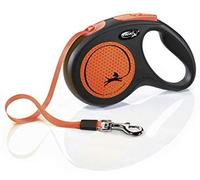 Flexi neon 5 m negro, naranja perro correa retráctil