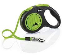 Flexi neon 5 m negro, verde perro correa retráctil