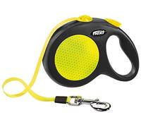 flexi® Neon L Cinta 5 m negro/amarillo neón, correa extensible para perros hasta máx. 50 kg