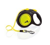 flexi® Neon L Cinta 5 m negro/amarillo neón, correa extensible para perros hasta máx. 50 kg