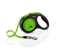 Flexi® Neon M Cinta 5 m Negro/Verde neón, Correa Extensible para Perros hasta máx. 25 kg