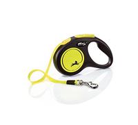 flexi® Neon S Cinta 5 m negro/amarillo néon, correa extensible para perros hasta máx. 15 kg