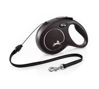 Flexi New Classic Correa de Cordón Extensible Negra para perros