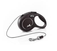 Flexi New Classic Correa de Cordón Extensible Negra para perros