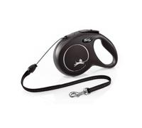 Flexi New Classic Correa de Cordón Extensible Negra para perros